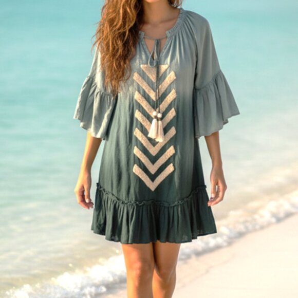 SKEMO BEACH resort wear vacay dress embellished XS - Picture 2 of 10